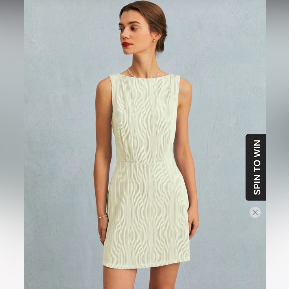Rihoas The Beige Water Ripple Textured Sleeveless Mini Dress